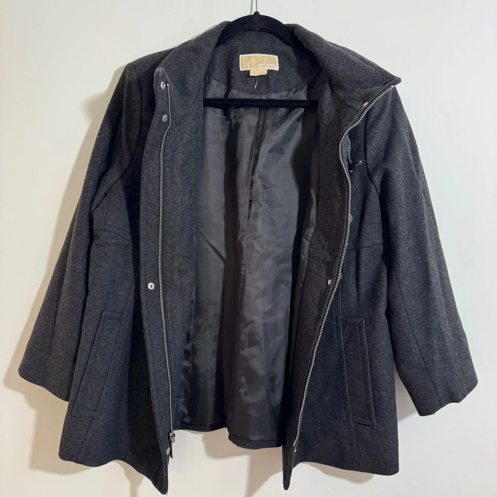 Michael Michael Kors Wool Blend Toggle Coat Charcoal Gray‎ Size 14